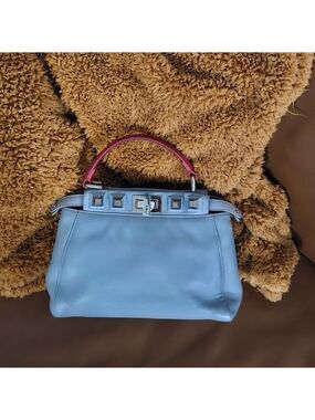 Fendi Mini Peekaboo Top Handle Bag Calf Leather